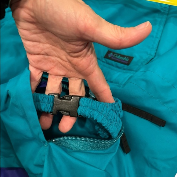 LIKE NEW VINTAGE Columbia Radial Sleeve Pullover Jacket Teal 1/4 Zip Windbreaker - Picture 13 of 15